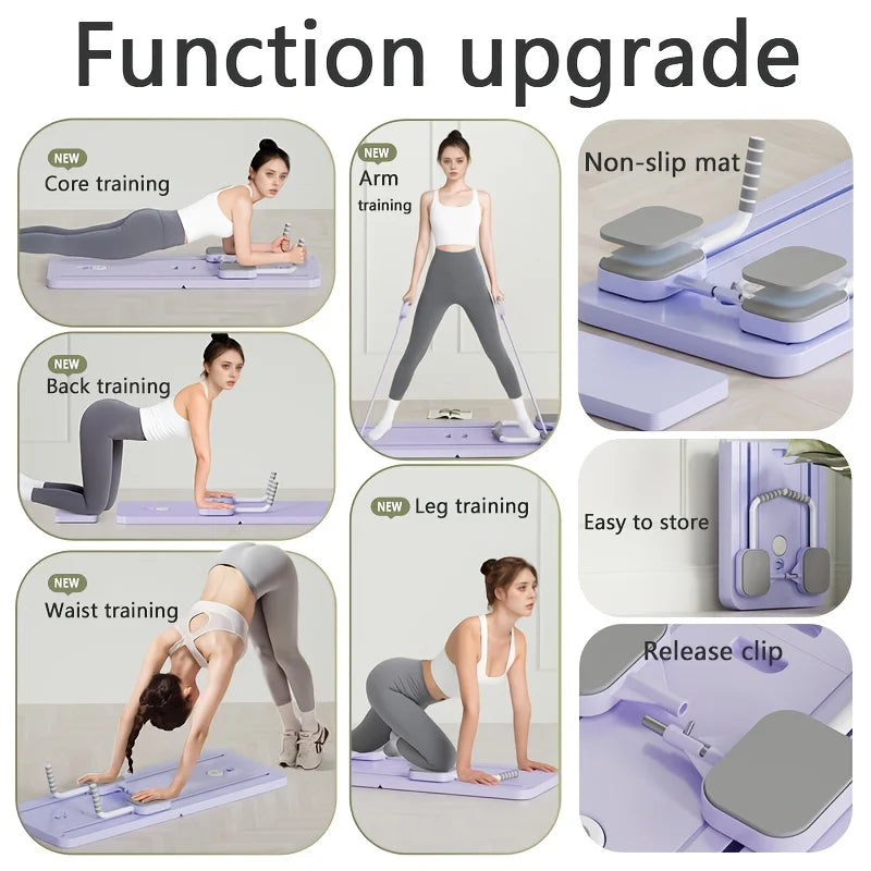 Multifunktionales Bauchmuskel-Trainingsboard mit Push-up-Griffen – Rutschfeste Fitnessplatte & Rebound-Beintrainer für Pilates & Muskelaufbau zu Hause
