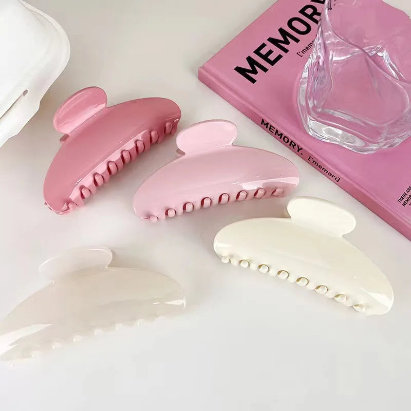 4er-Set Haarspangen in Pink – Stromlinienförmige Haarkrallen im Dopamin-Style