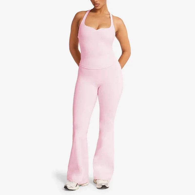 Euro-Amerikanisches Yoga-Set – Ärmelloses Figurbetontes Activewear für Damen
