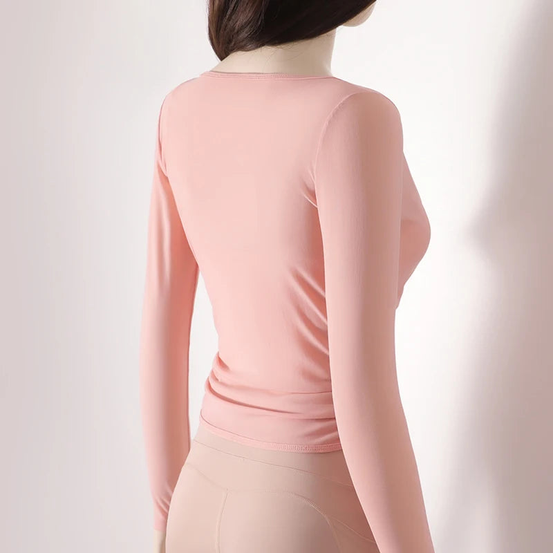 Honeycomb Mesh Langarmshirt – Atmungsaktives Pilates-Top mit Taillenformung