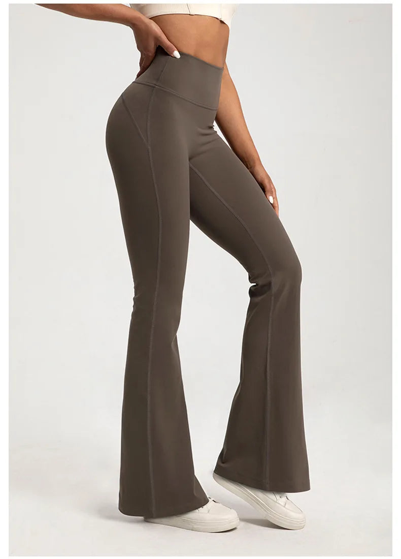 Figurformende High-Waist Bell-Bottom Fitnesshose – Hüftlift & Elastisch