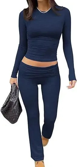 Luxuriöses Modal-Loungewear-Set – Langarmshirt & Schlaghose