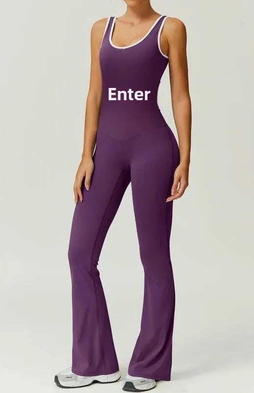 Zweiteiliges Yoga-Set mit Color-Block – Figurformendes Sportoutfit mit Cross-Back-Top
