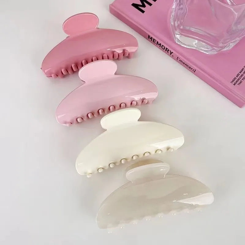 4er-Set Haarspangen in Pink – Stromlinienförmige Haarkrallen im Dopamin-Style