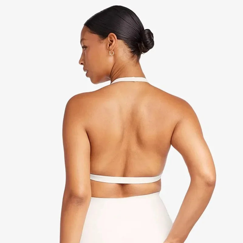 Sport-Bustier mit V-Ausschnitt – Atmungsaktives, kabelloses Yoga-Top mit offenem Rücken