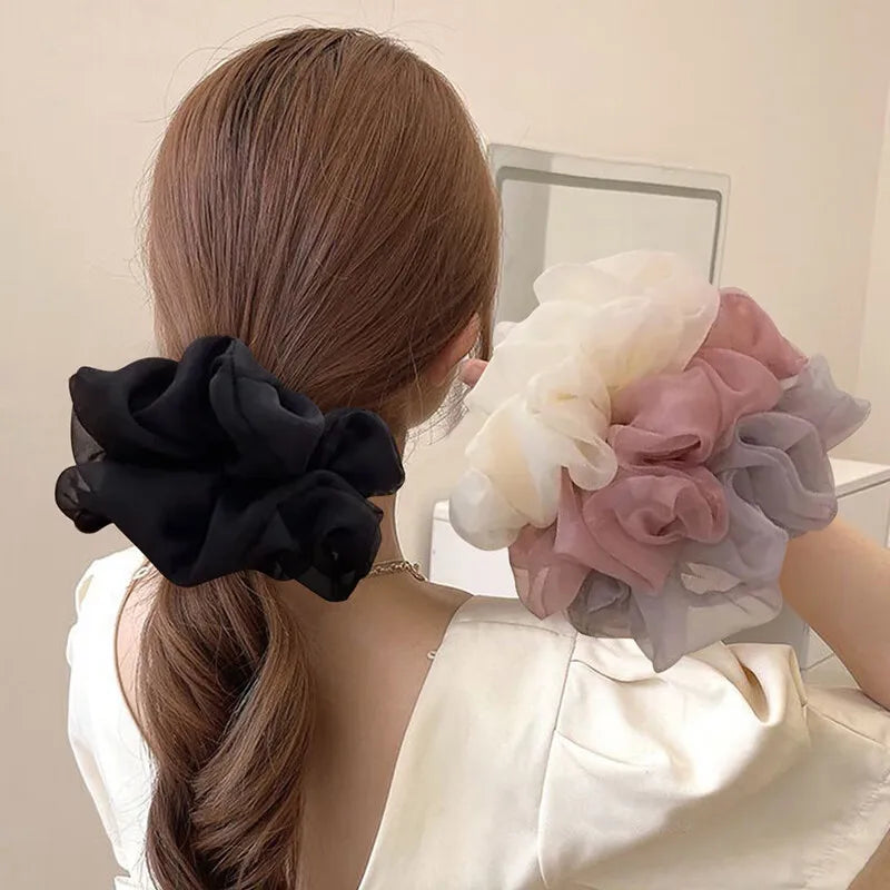 4/5er-Set Chiffon-Haargummis – Seidenweiche Zopfgummis im koreanischen Stil
