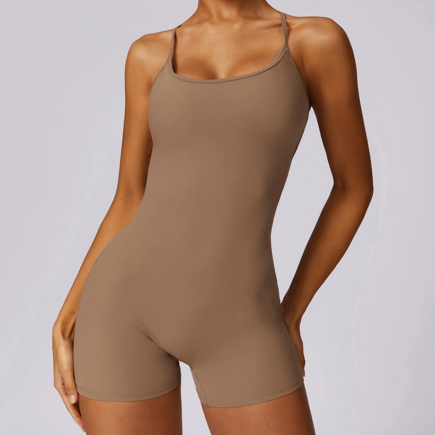 Nahtloser Damen Einteiler – Shorts Jumpsuit für Yoga & Fitness