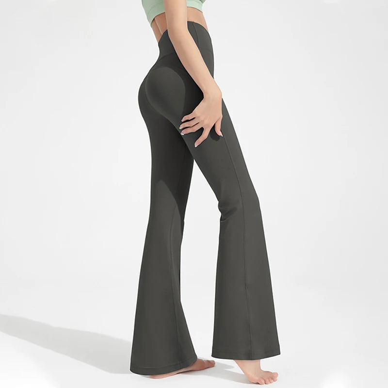 Figurformende High-Waist Bell-Bottom Fitnesshose – Hüftlift & Elastisch