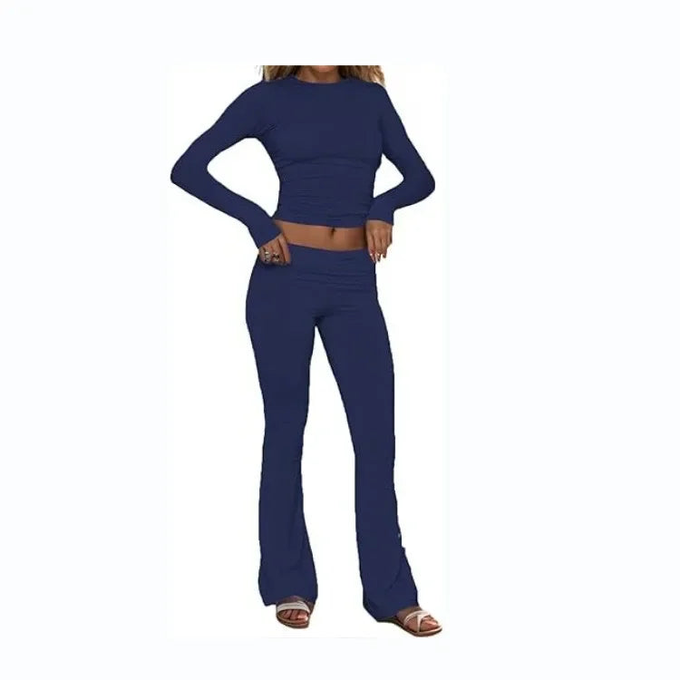 Luxuriöses Modal-Loungewear-Set – Langarmshirt & Schlaghose