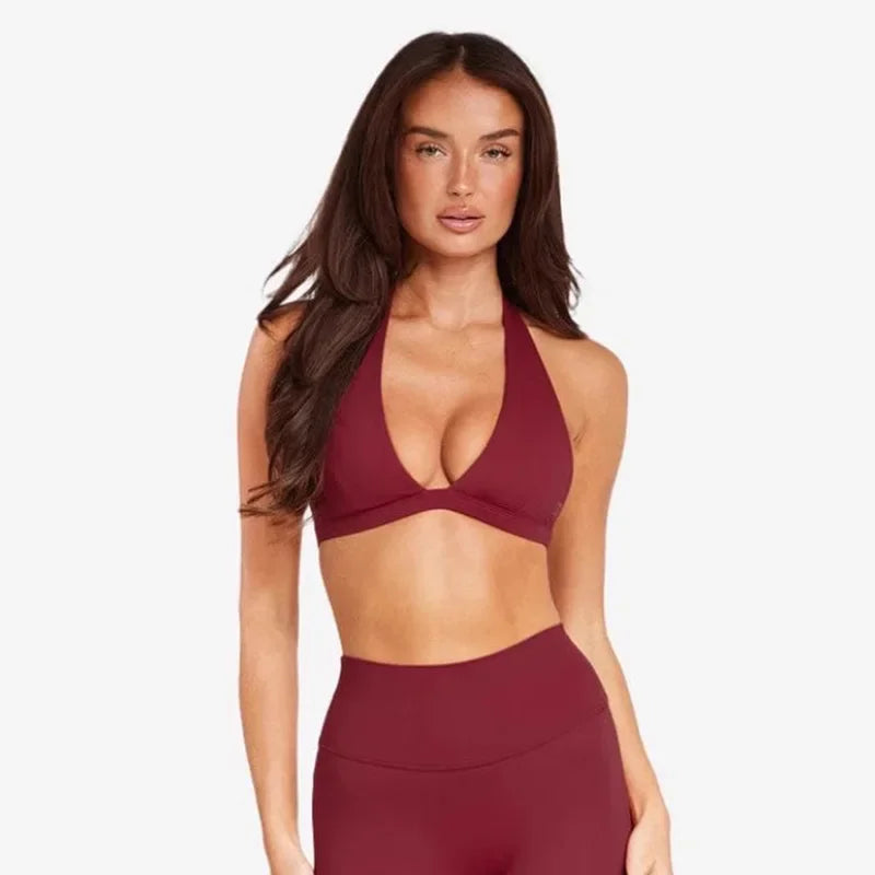 Sport-Bustier mit V-Ausschnitt – Atmungsaktives, kabelloses Yoga-Top mit offenem Rücken