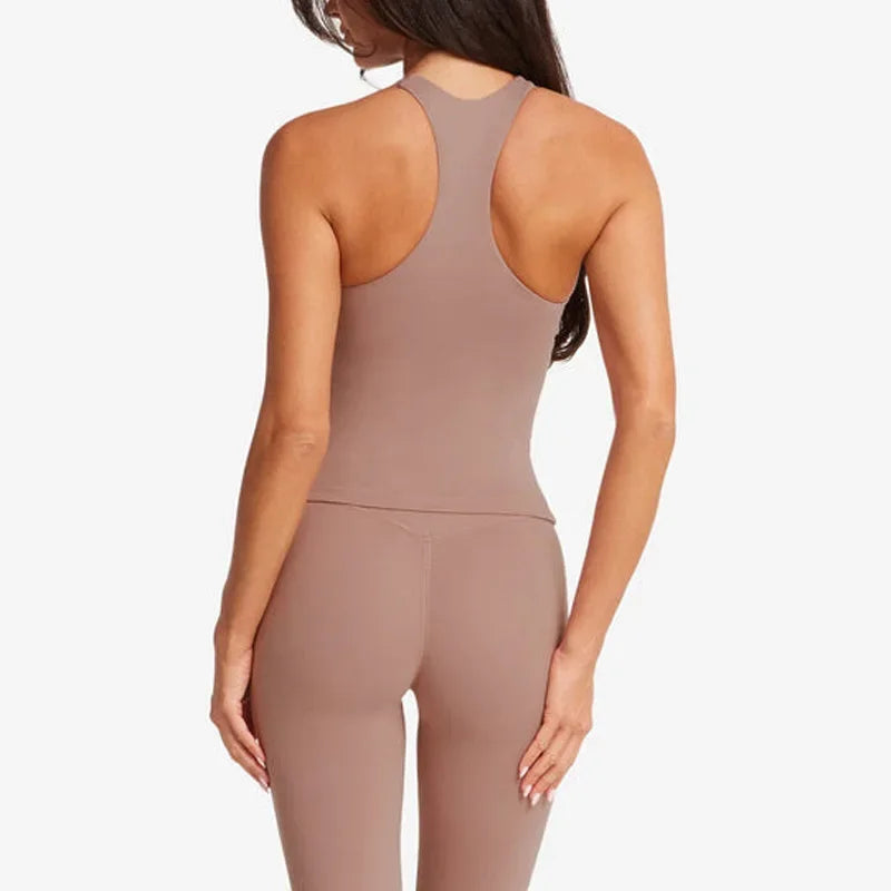 Euro-Amerikanisches Yoga-Set – Ärmelloses Figurbetontes Activewear für Damen