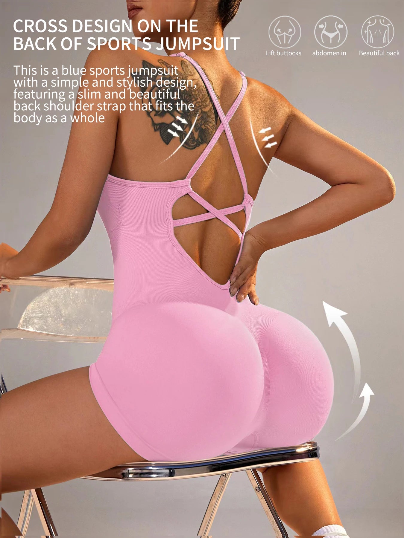Figurbetonter Yoga-Einteiler – Kurzer Fitness-Body mit Stretch-Komfort