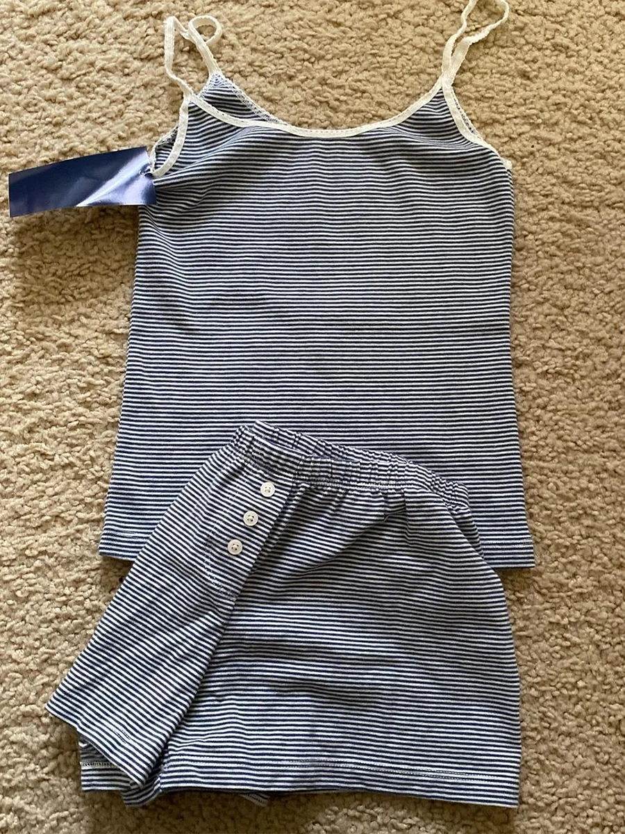 Zweiteiliges Set mit Streifen – Spitzenbesetztes Trägertop & High-Waist Shorts