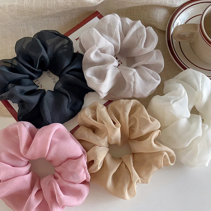 4/5er-Set Chiffon-Haargummis – Seidenweiche Zopfgummis im koreanischen Stil