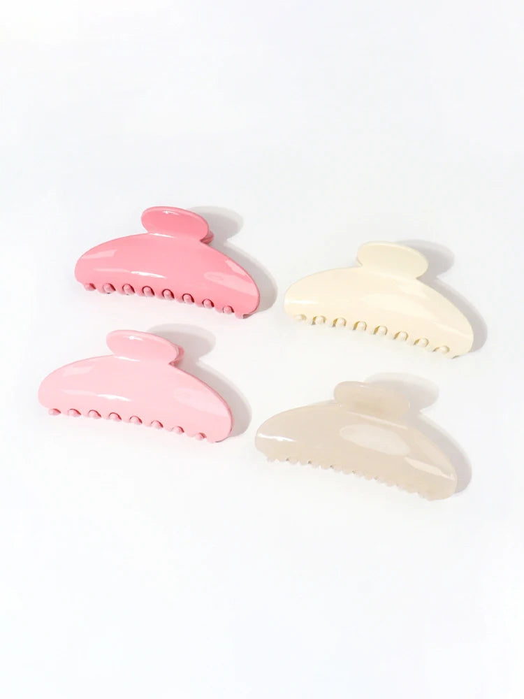 4er-Set Haarspangen in Pink – Stromlinienförmige Haarkrallen im Dopamin-Style