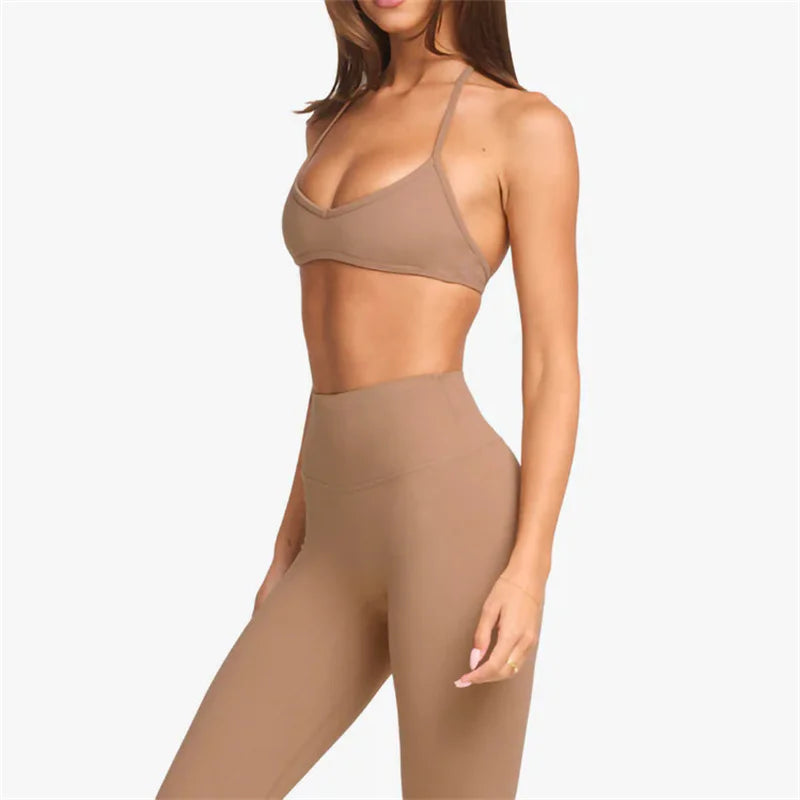 3-teiliges Bandage-Yoga-Set – Figurbetontes Activewear aus Nylon