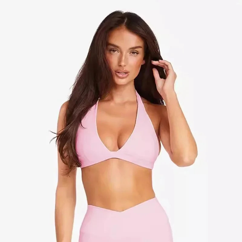 Sport-Bustier mit V-Ausschnitt – Atmungsaktives, kabelloses Yoga-Top mit offenem Rücken