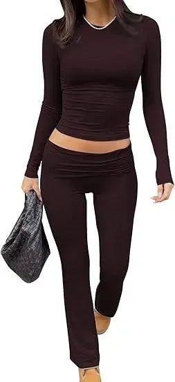 Luxuriöses Modal-Loungewear-Set – Langarmshirt & Schlaghose