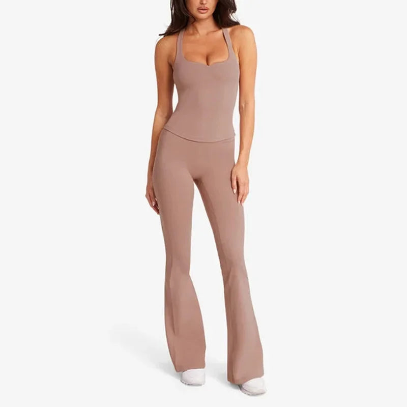 Euro-Amerikanisches Yoga-Set – Ärmelloses Figurbetontes Activewear für Damen