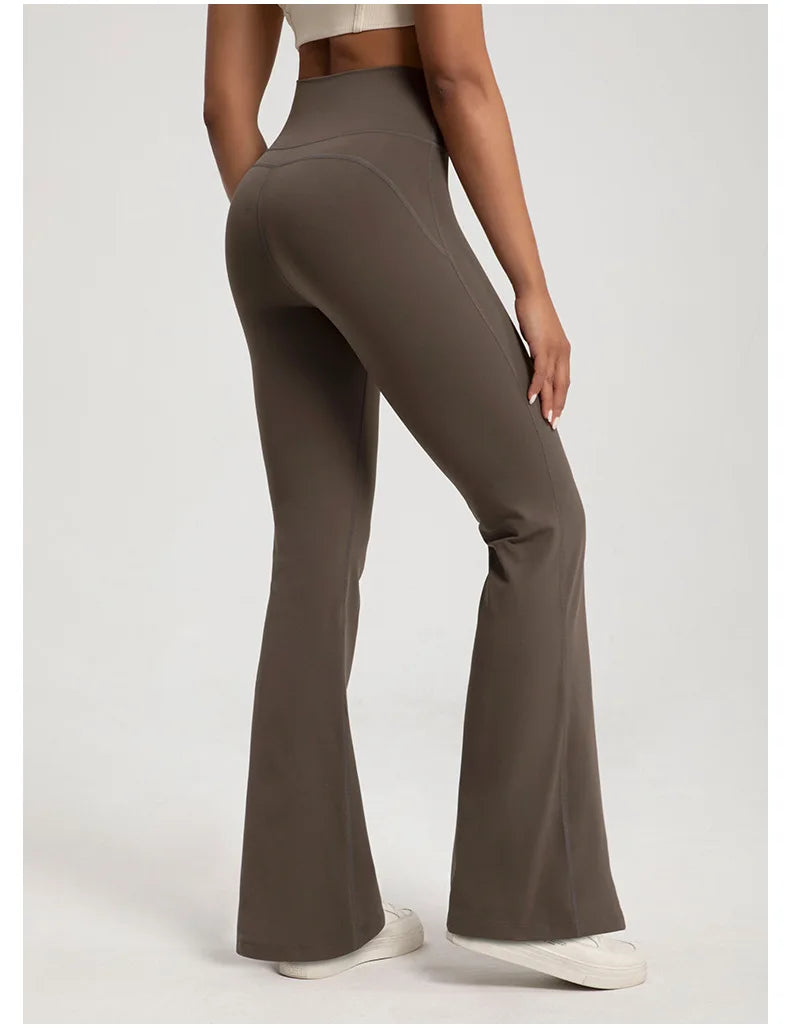 Figurformende High-Waist Bell-Bottom Fitnesshose – Hüftlift & Elastisch