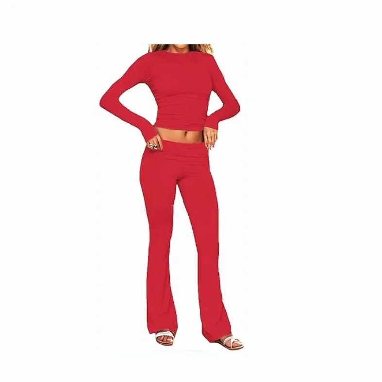 Luxuriöses Modal-Loungewear-Set – Langarmshirt & Schlaghose
