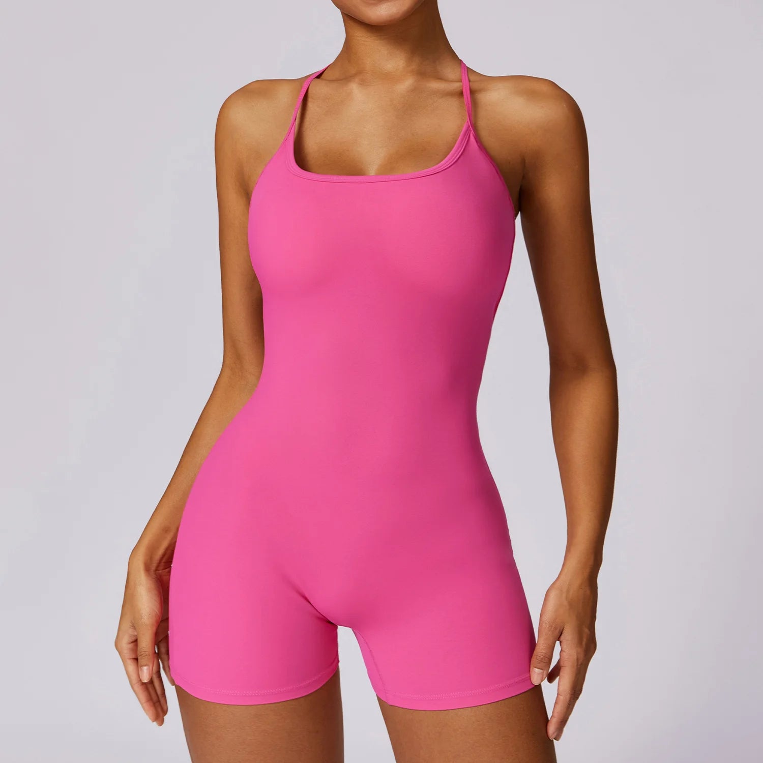 Nahtloser Damen Einteiler – Shorts Jumpsuit für Yoga & Fitness