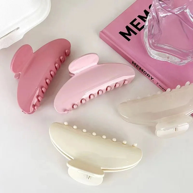 4er-Set Haarspangen in Pink – Stromlinienförmige Haarkrallen im Dopamin-Style