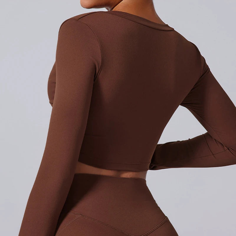 Sport Crop Top – Langärmeliges, schnelltrocknendes Gym Shirt für Yoga und Workout