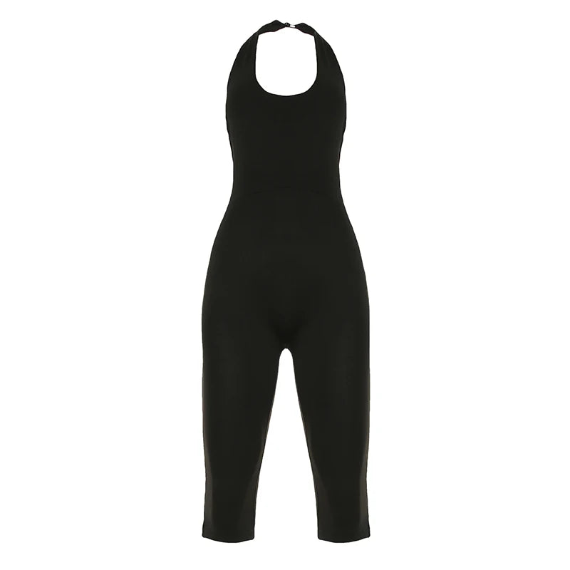 Rückenfreier Bodycon-Jumpsuit – Figurbetonter Einteiler mit Neckholder für stilvolle Streetwear-Looks