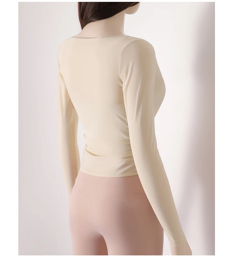 Honeycomb Mesh Langarmshirt – Atmungsaktives Pilates-Top mit Taillenformung